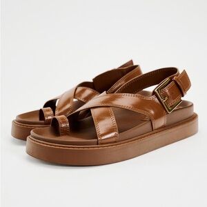 Zara Cross Strap Flat Sandals US 6.5